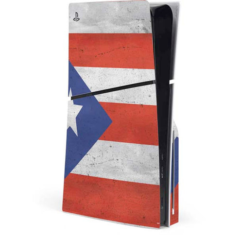 Puerto Rico Flag Distressed PS5 Slim Disk Console Skin